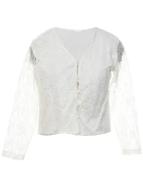 Lace Floral Pattern Jacket - M
