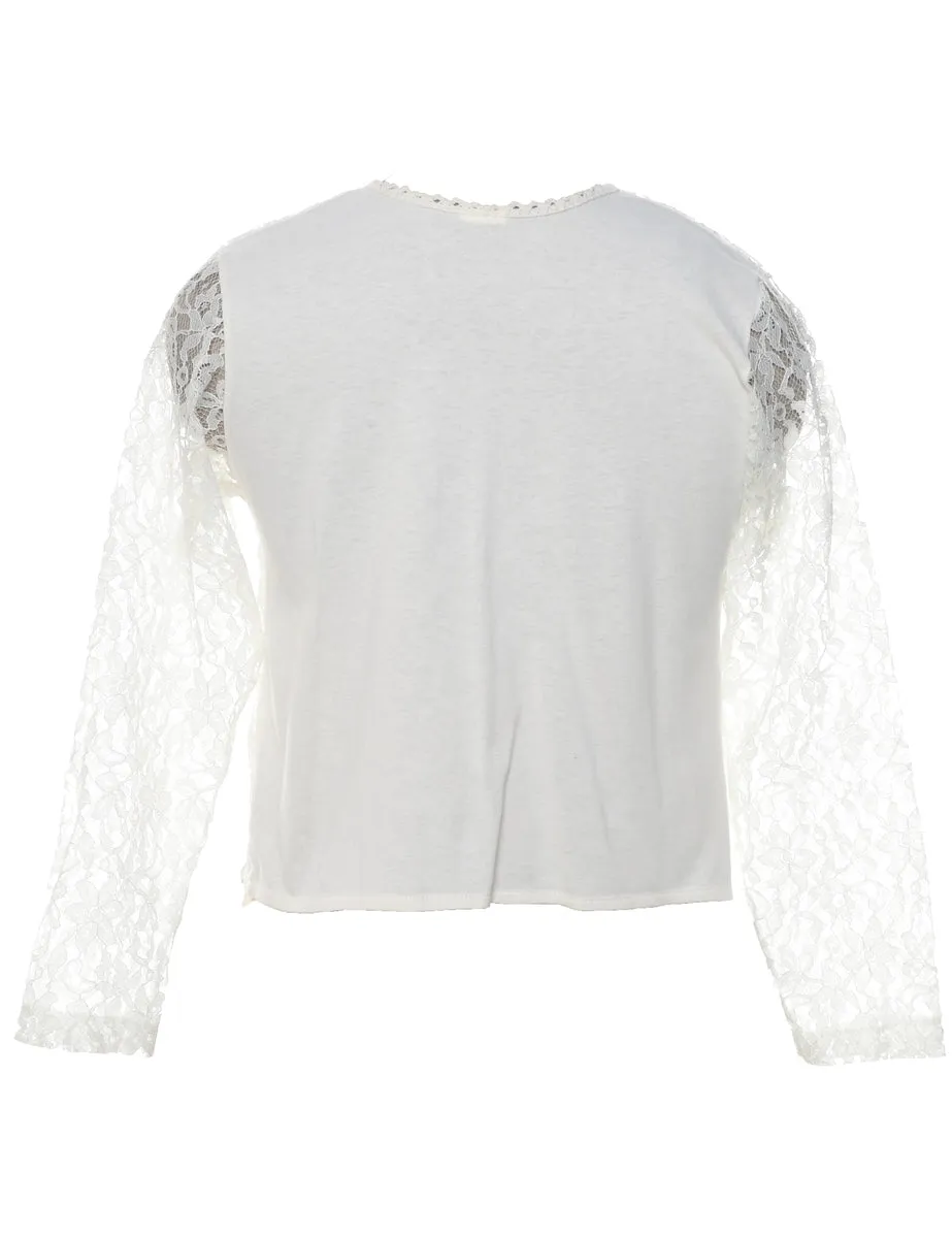 Lace Floral Pattern Jacket - M