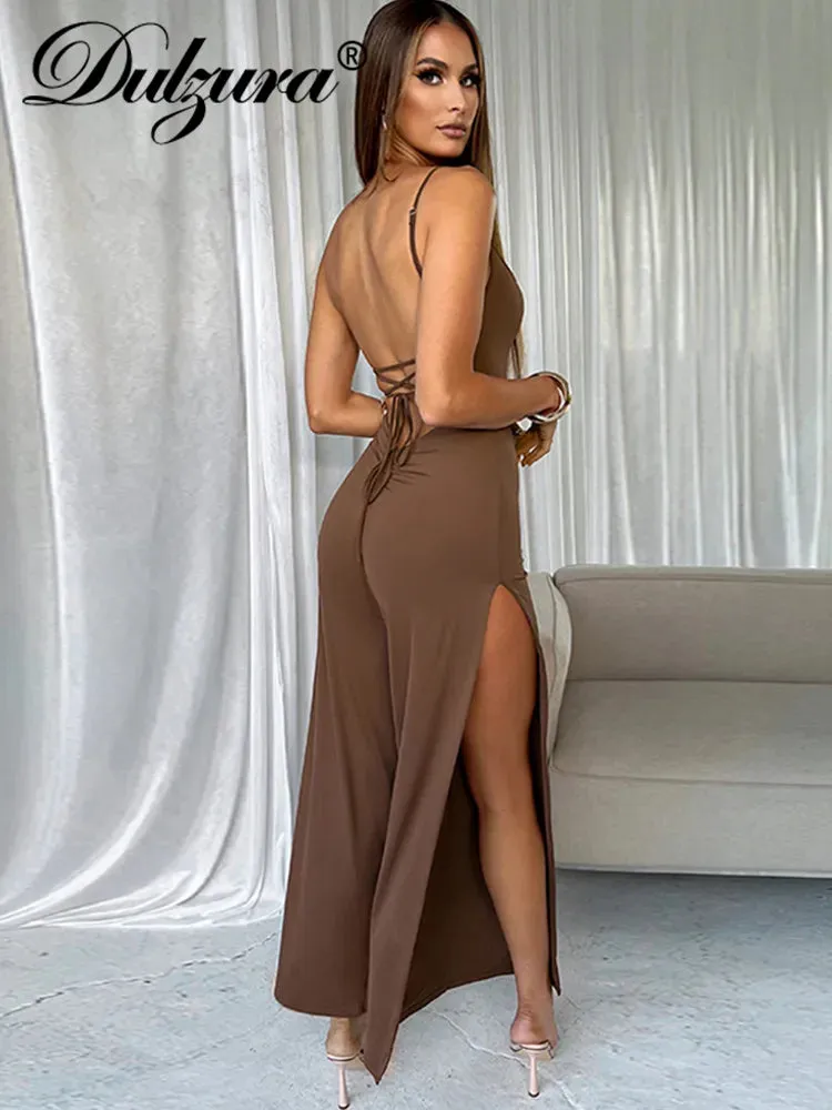 Lace Up Backless Jumpsuit