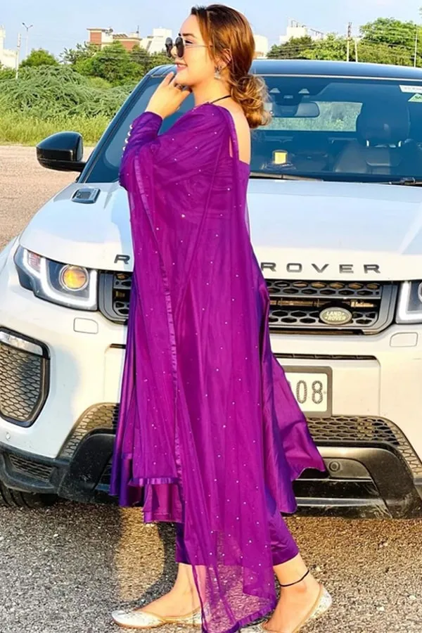 Latest anarkali suit design 2021 Purple