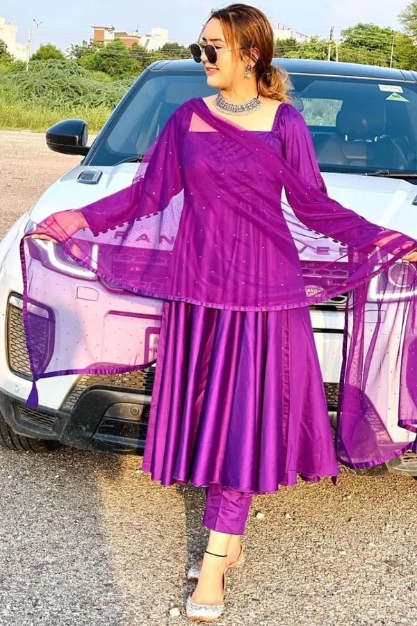 Latest anarkali suit design 2021 Purple