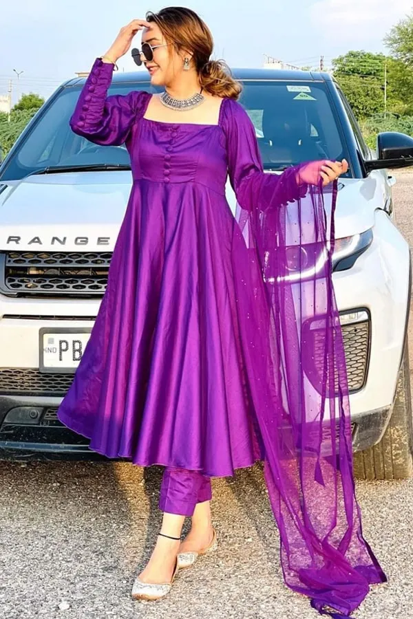Latest anarkali suit design 2021 Purple