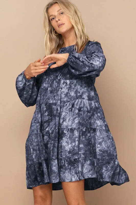 Leslie Tie Dye Tunic Dress-Wine or Navy