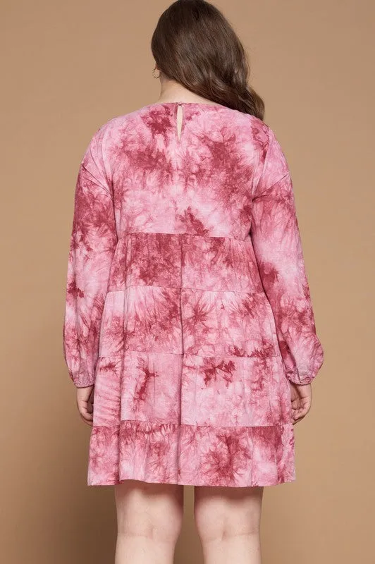 Leslie Tie Dye Tunic Dress-Wine or Navy