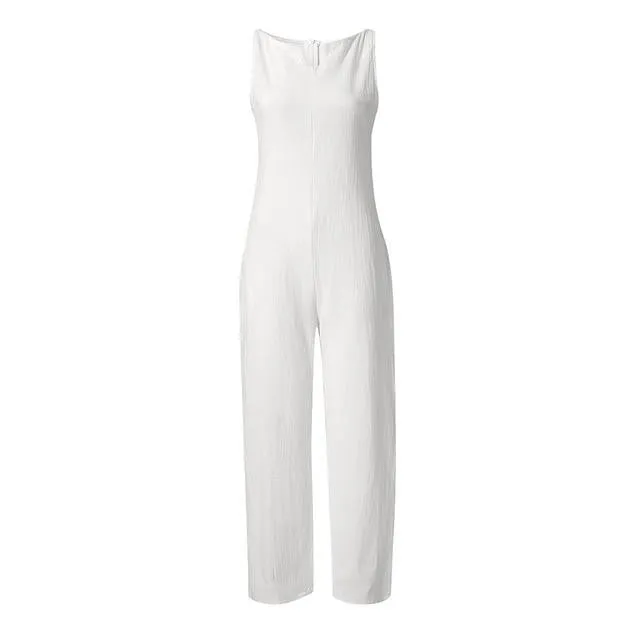 Loose Elegant Long High Waist Pocket Plus Size Casual Jumpsuit