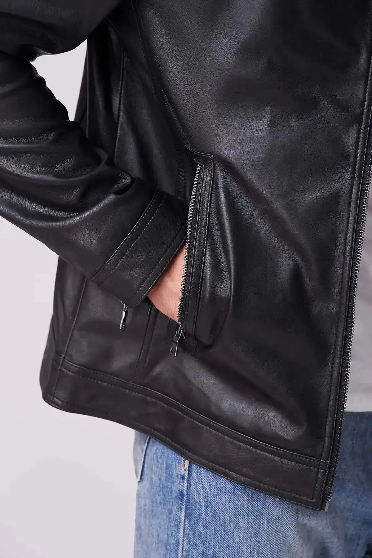 Men Classic Black Leather Jacket