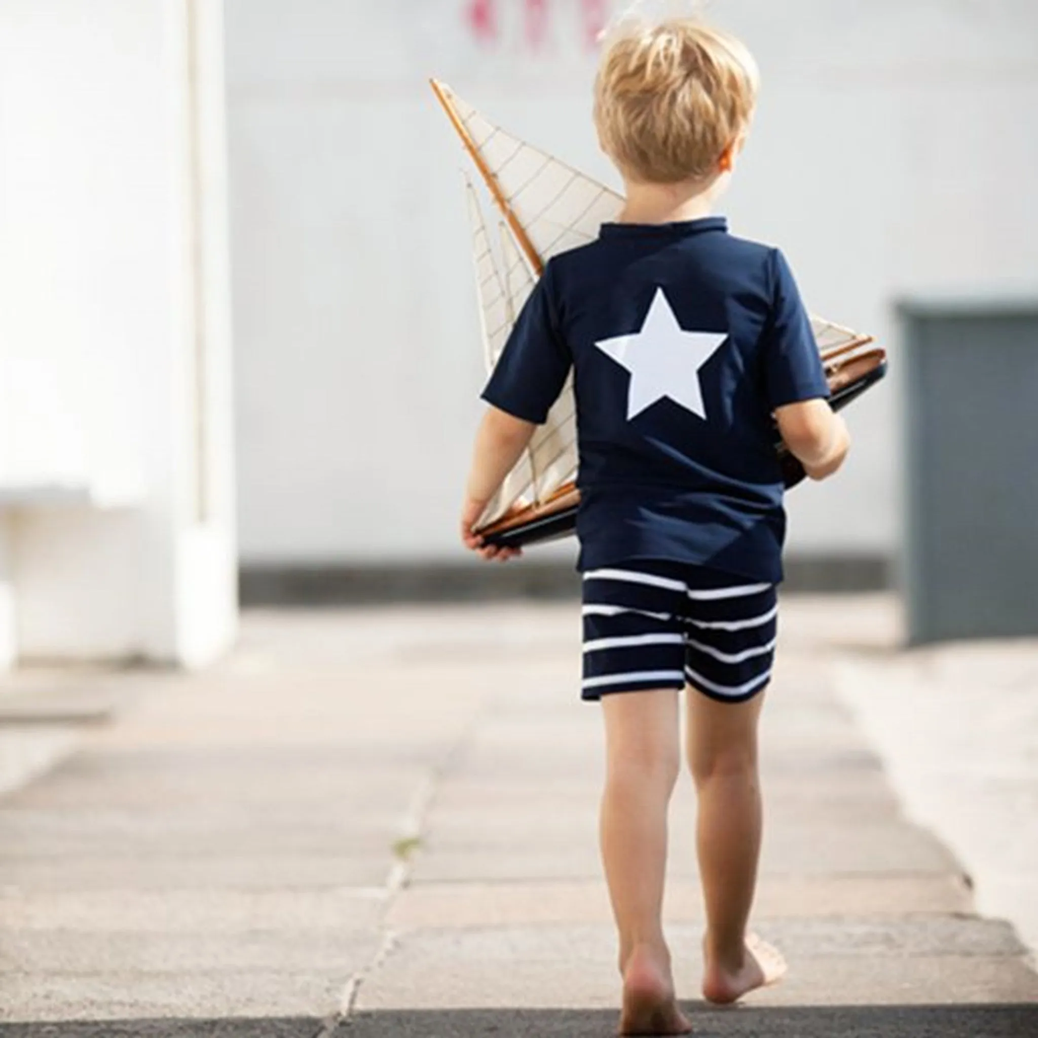 Petit Crabe Blue/White Alex UV Shorts