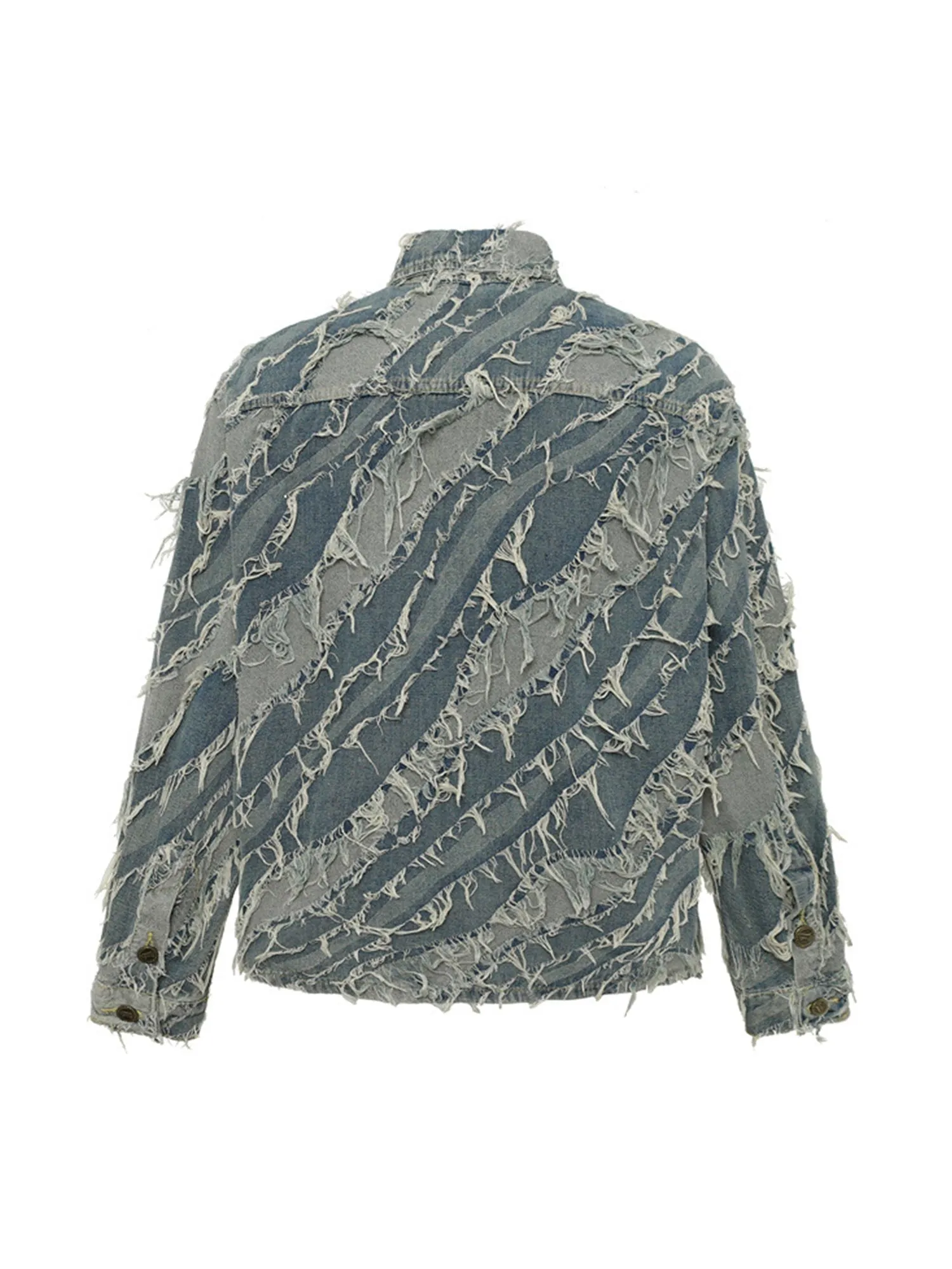 Raw Edge Patchwork Denim Jacket