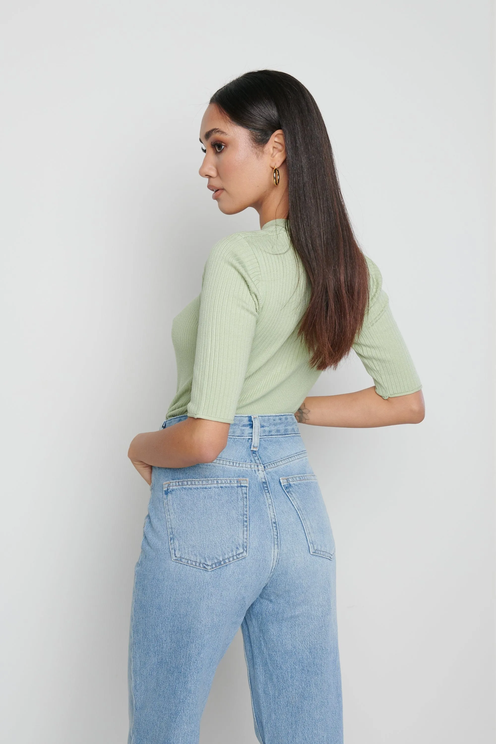 Serena Cut Out Knit Top - Mint