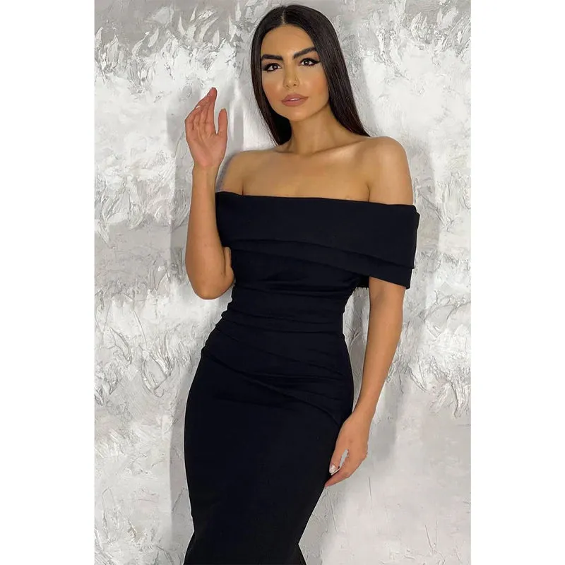Simple Sheath/column Off-shoulder Long Prom Evening Dress