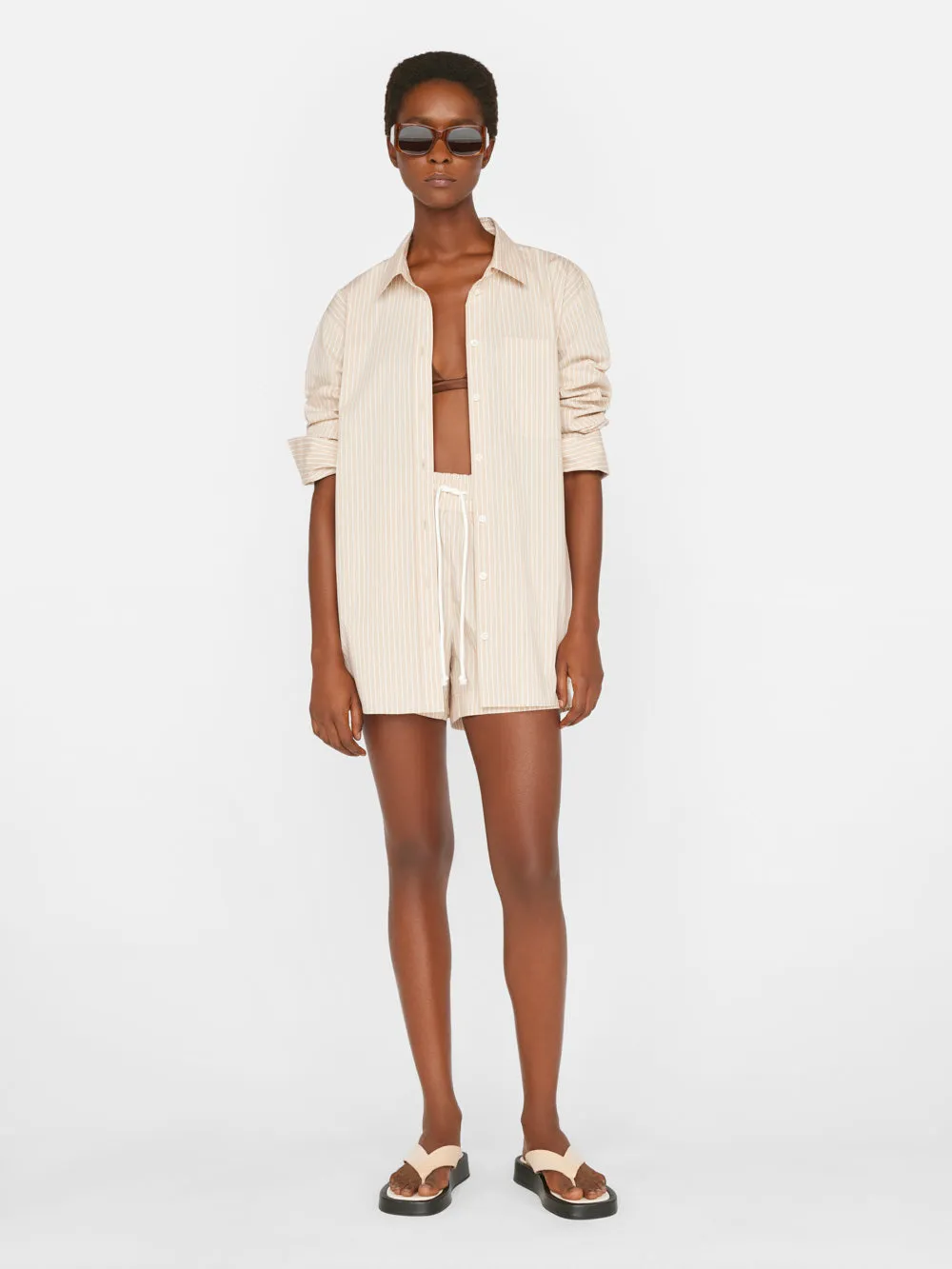The Oversized Shirt -- Sand Multi