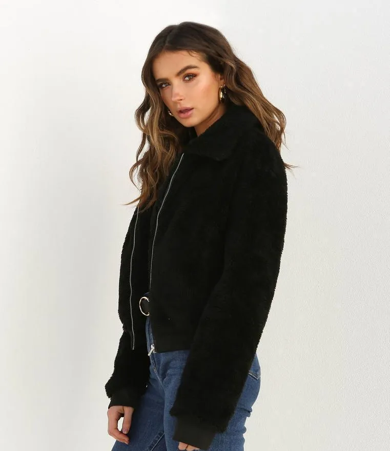 Velvet Lapel Short Jacket For Women's-GlamzLife