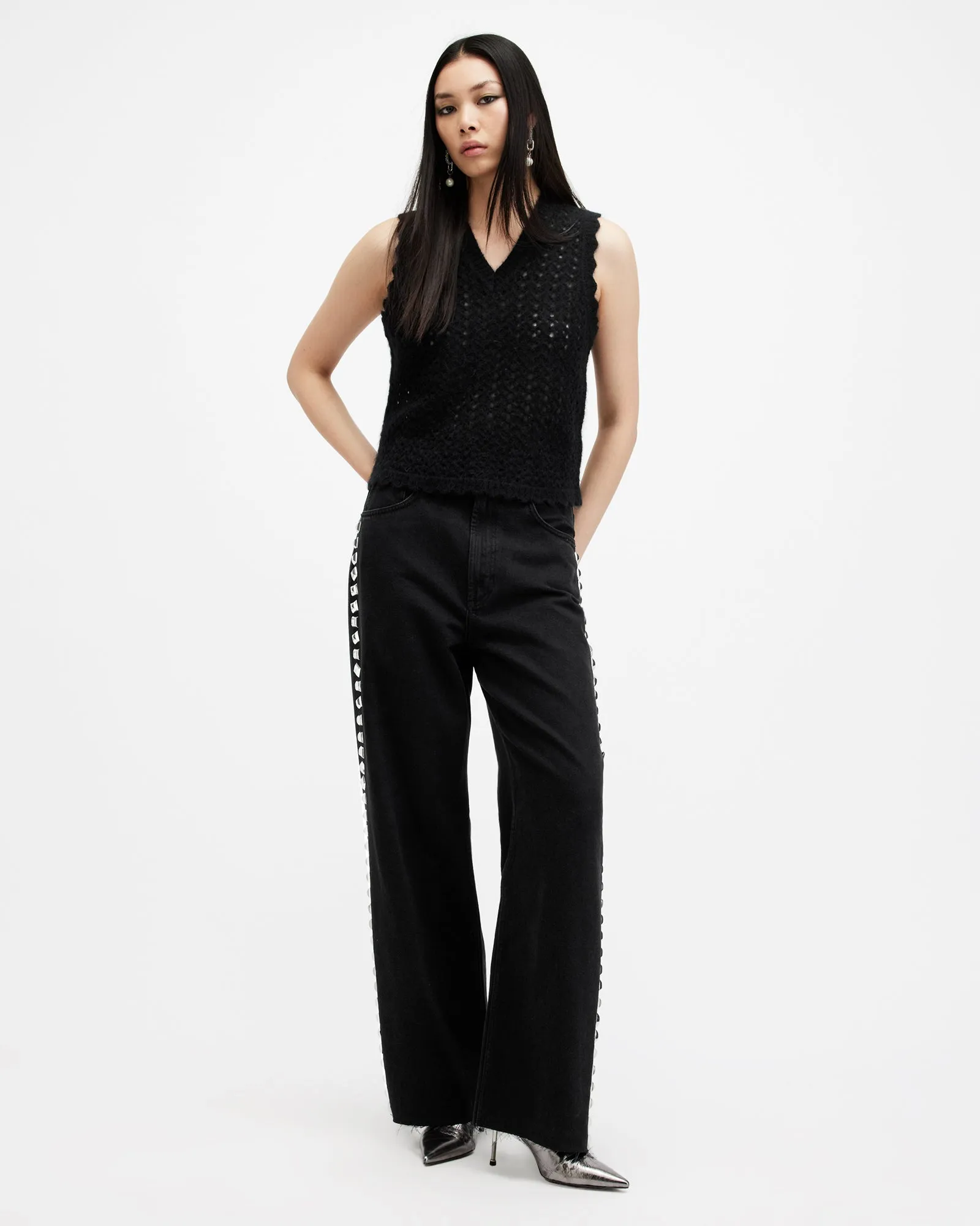 Vivian Open Stitch V-Neck Tank Top