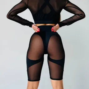 Women mesh biker shorts for pole dance and twerk