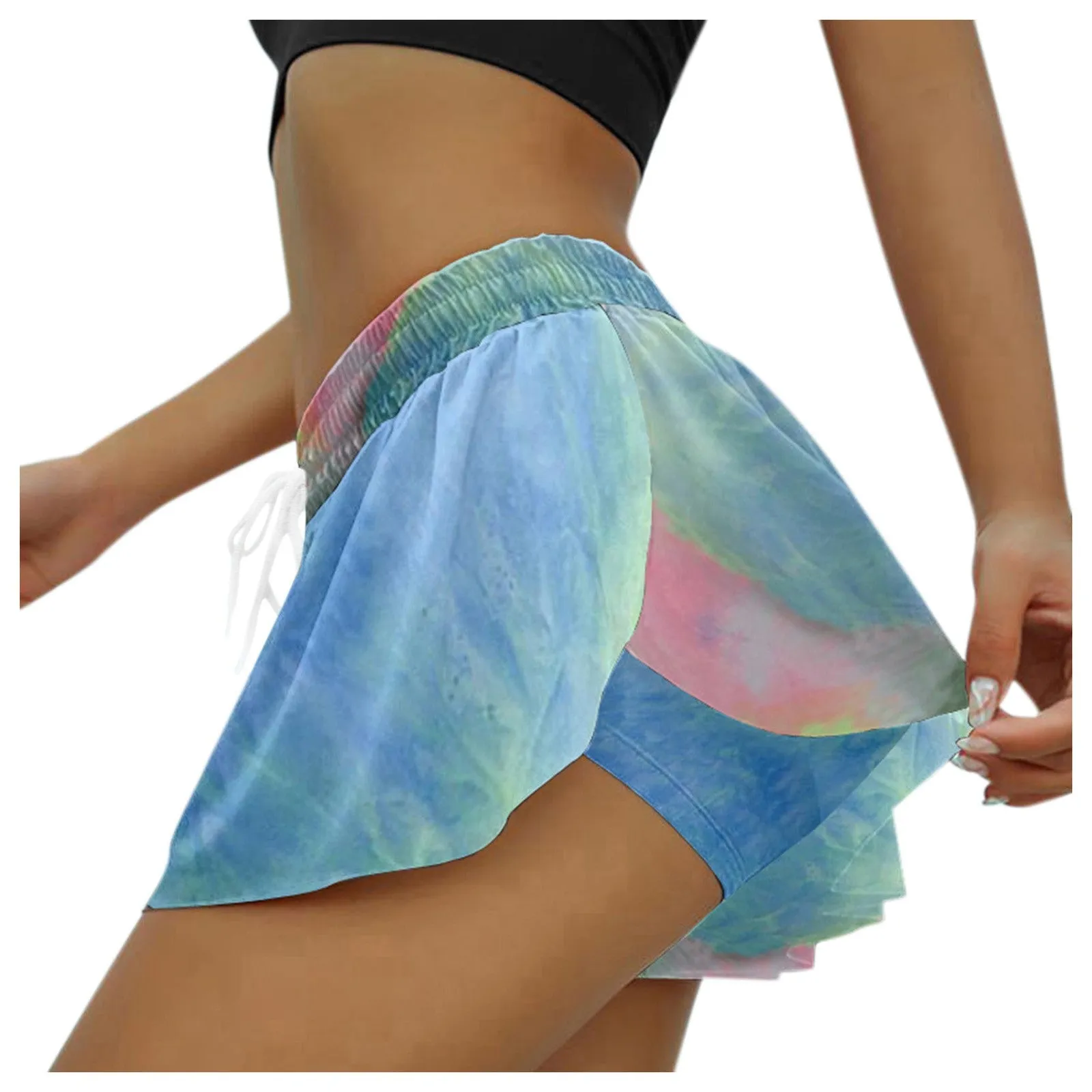 Women's  Sports Shorts, Butterfly Lace Design, Double Layer (S-XXL)