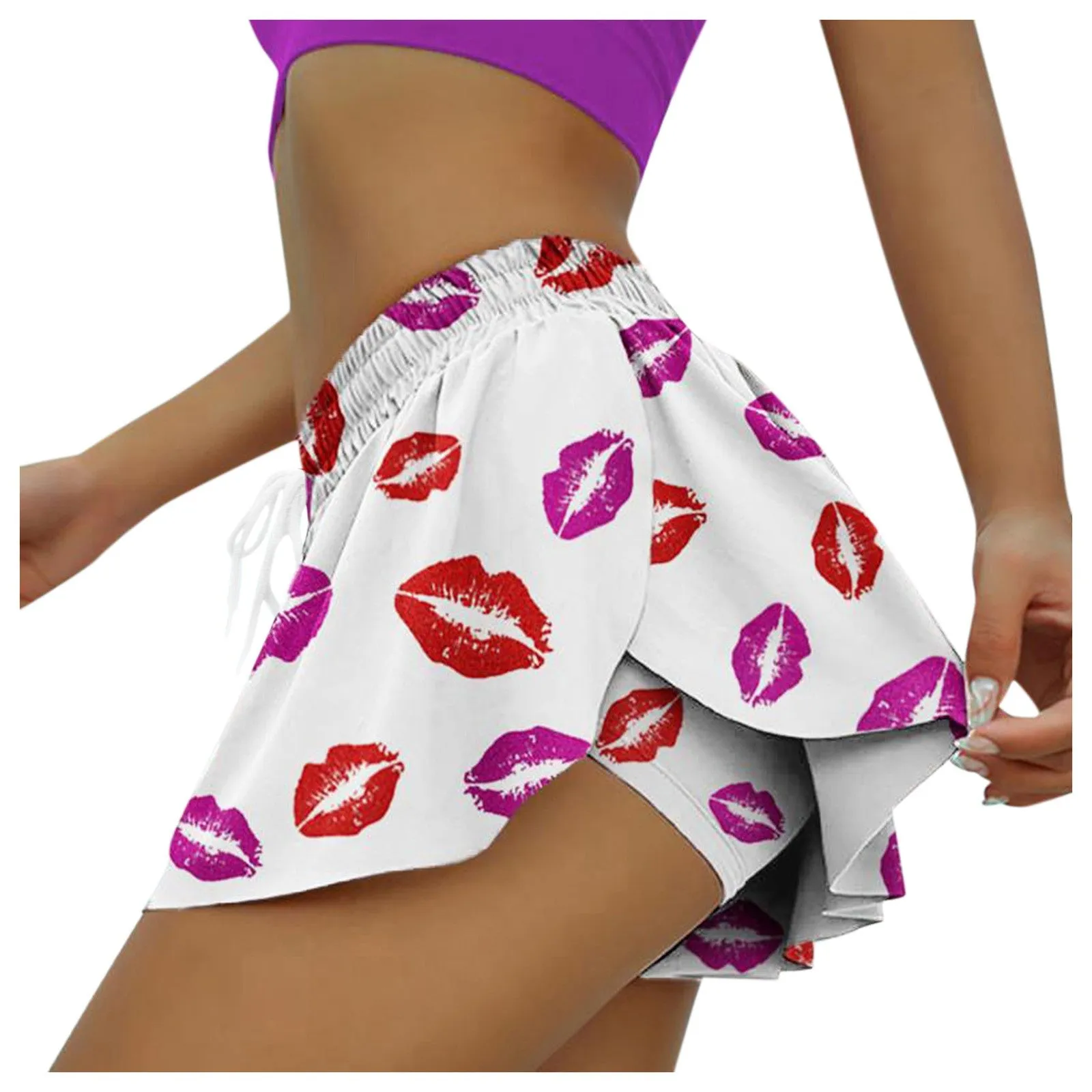 Women's  Sports Shorts, Butterfly Lace Design, Double Layer (S-XXL)