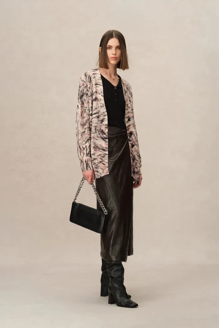 Zoey Animal Print Cardigan in Chunky Cotton Knit