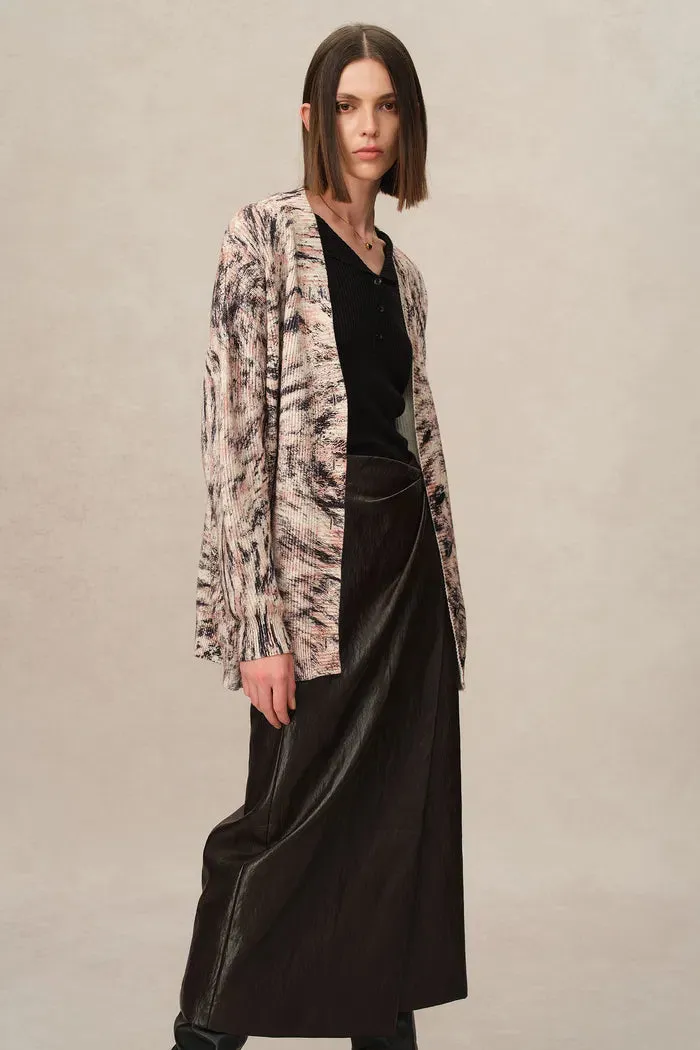 Zoey Animal Print Cardigan in Chunky Cotton Knit