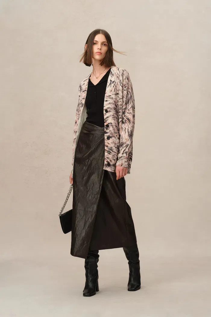 Zoey Animal Print Cardigan in Chunky Cotton Knit