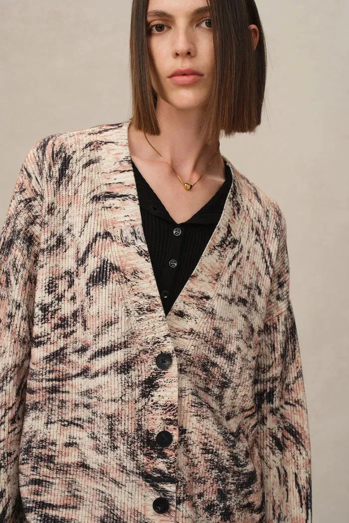 Zoey Animal Print Cardigan in Chunky Cotton Knit