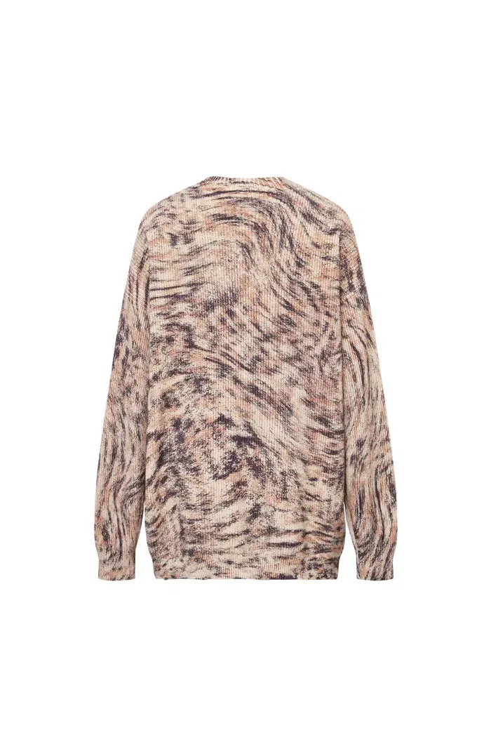 Zoey Animal Print Cardigan in Chunky Cotton Knit