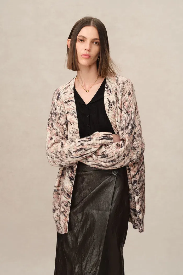 Zoey Animal Print Cardigan in Chunky Cotton Knit
