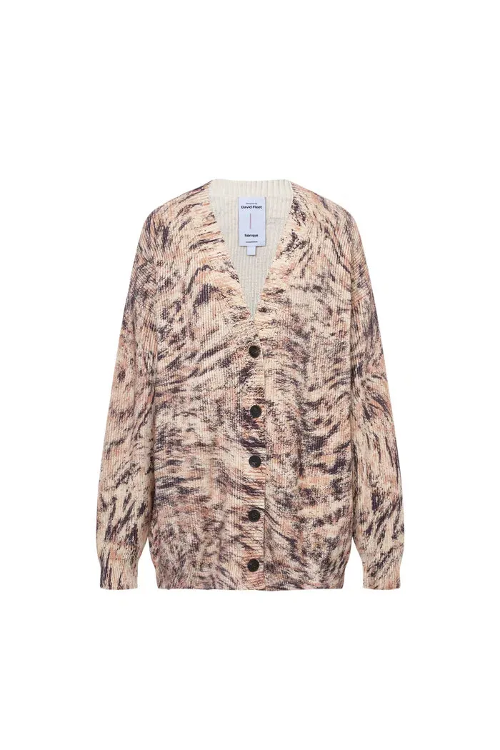 Zoey Animal Print Cardigan in Chunky Cotton Knit